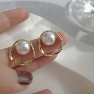 Aretes de Perla Dorados